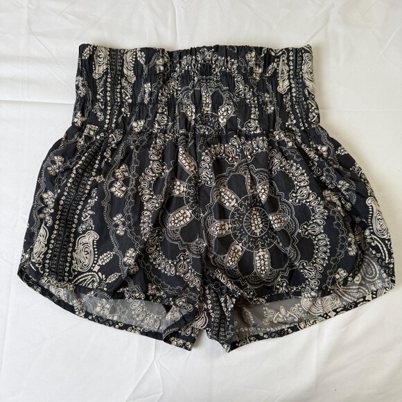 FP Movement Pants - FP Movement Free People Black White Way Home Bandana Print Shorts Small